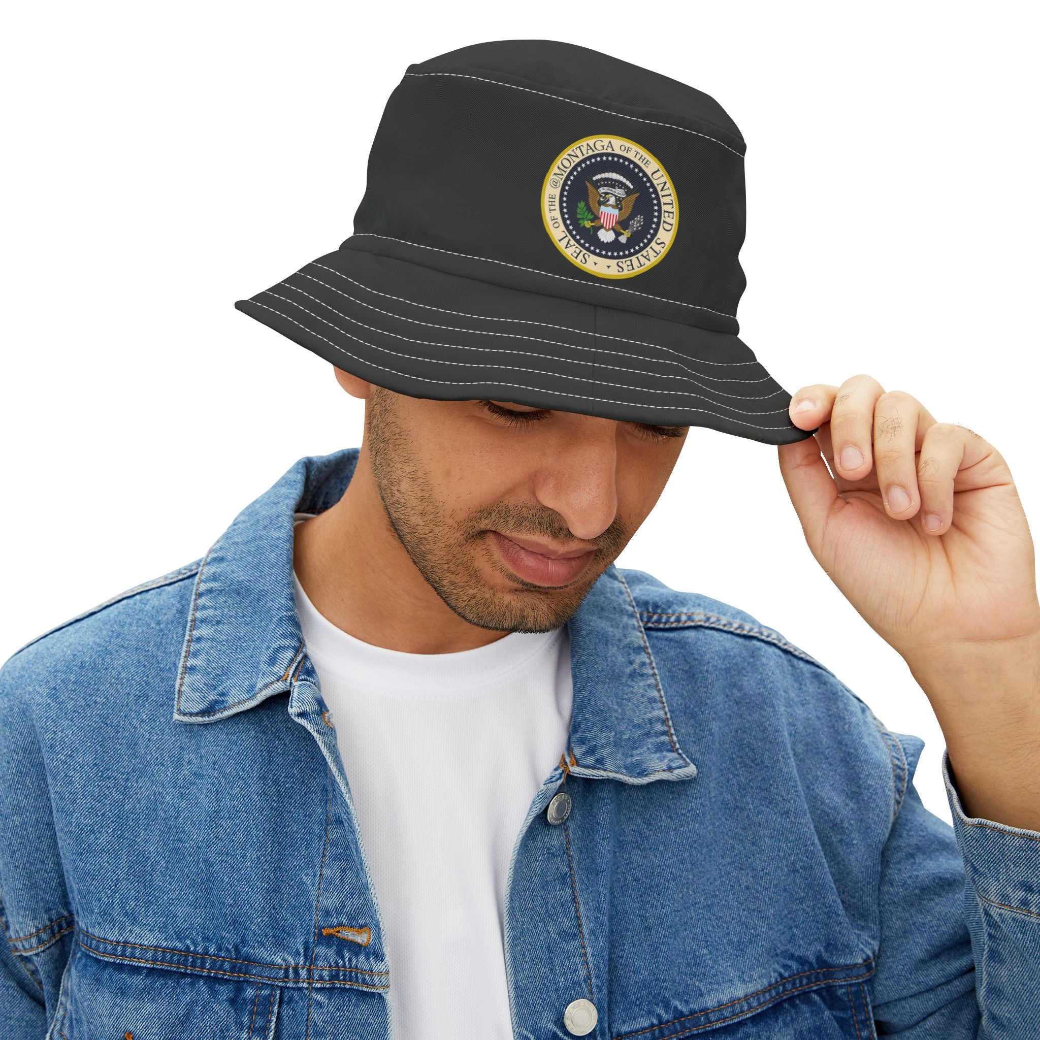 Montaga Seal Bucket Hat Casual Headwear in Black