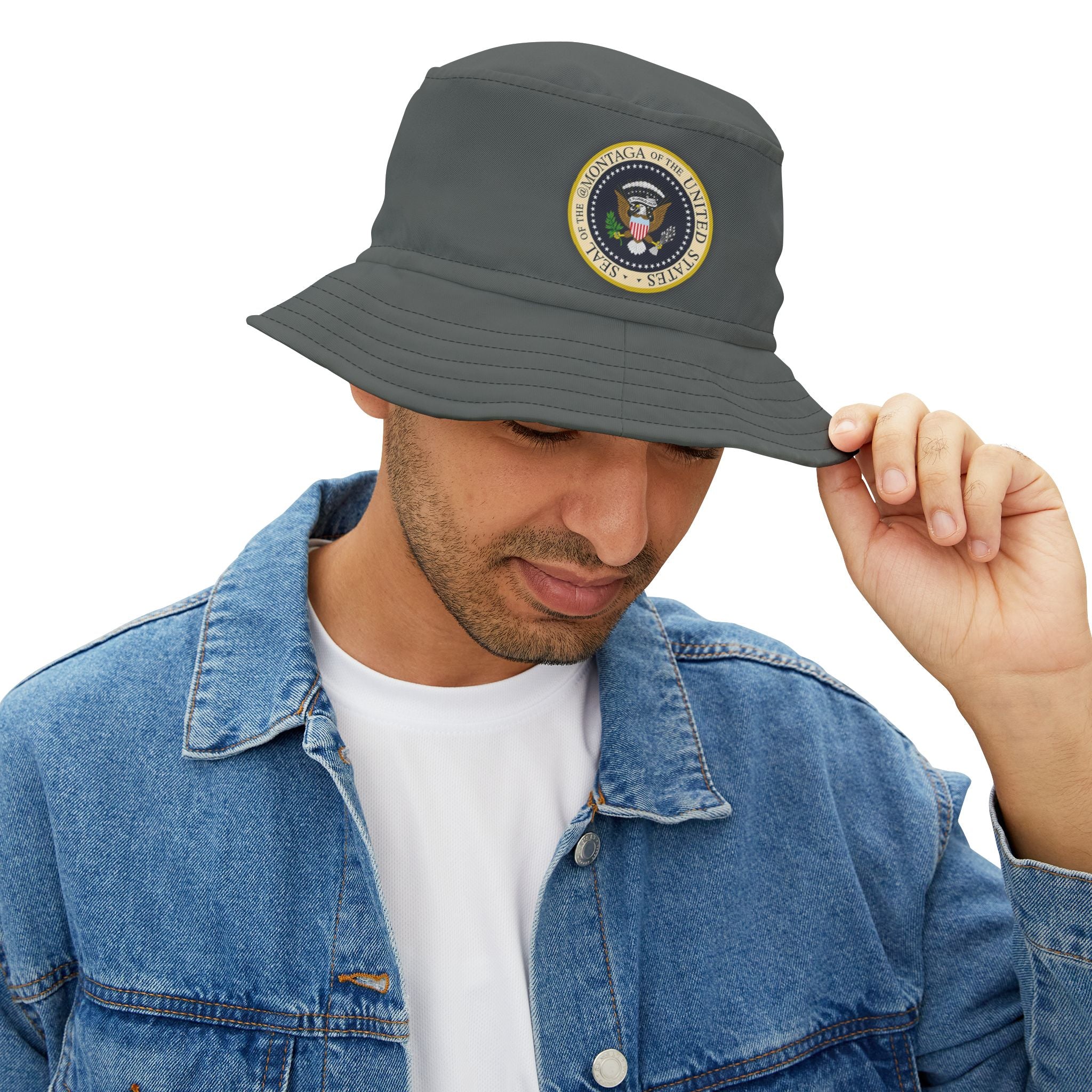 Montaga Seal Bucket Hat Casual Headwear in Dark Grey