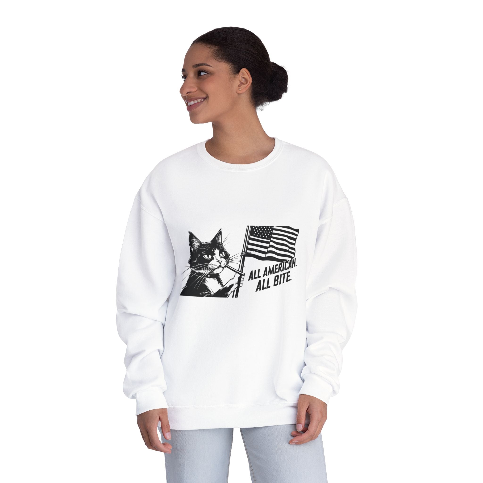 All American Cat Sweatshirt, Unisex Cozy Casual Wear