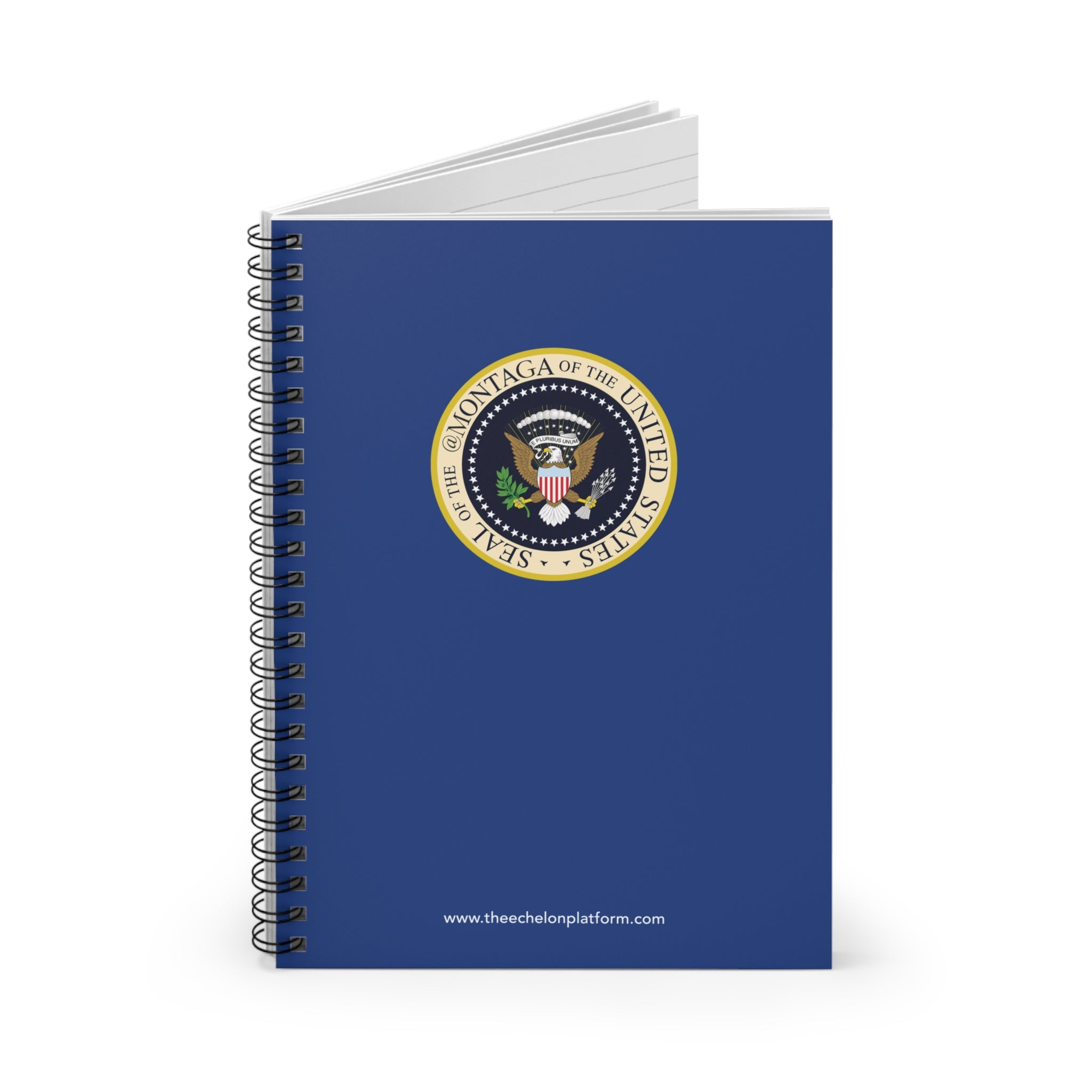 Montaga Spiral Notebook, Ruled Line, Custom Journal / Notebook, Navy Blue Cover
