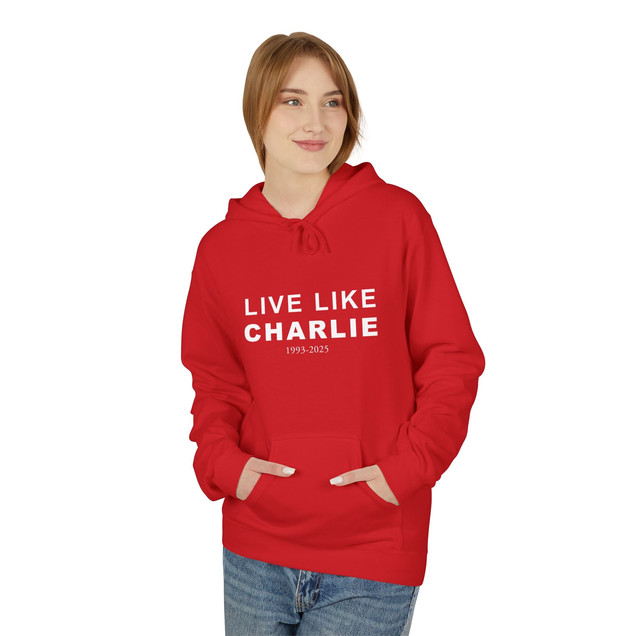 Live Like Charlie Fleece Hoodie - Cozy Unisex Pullover.