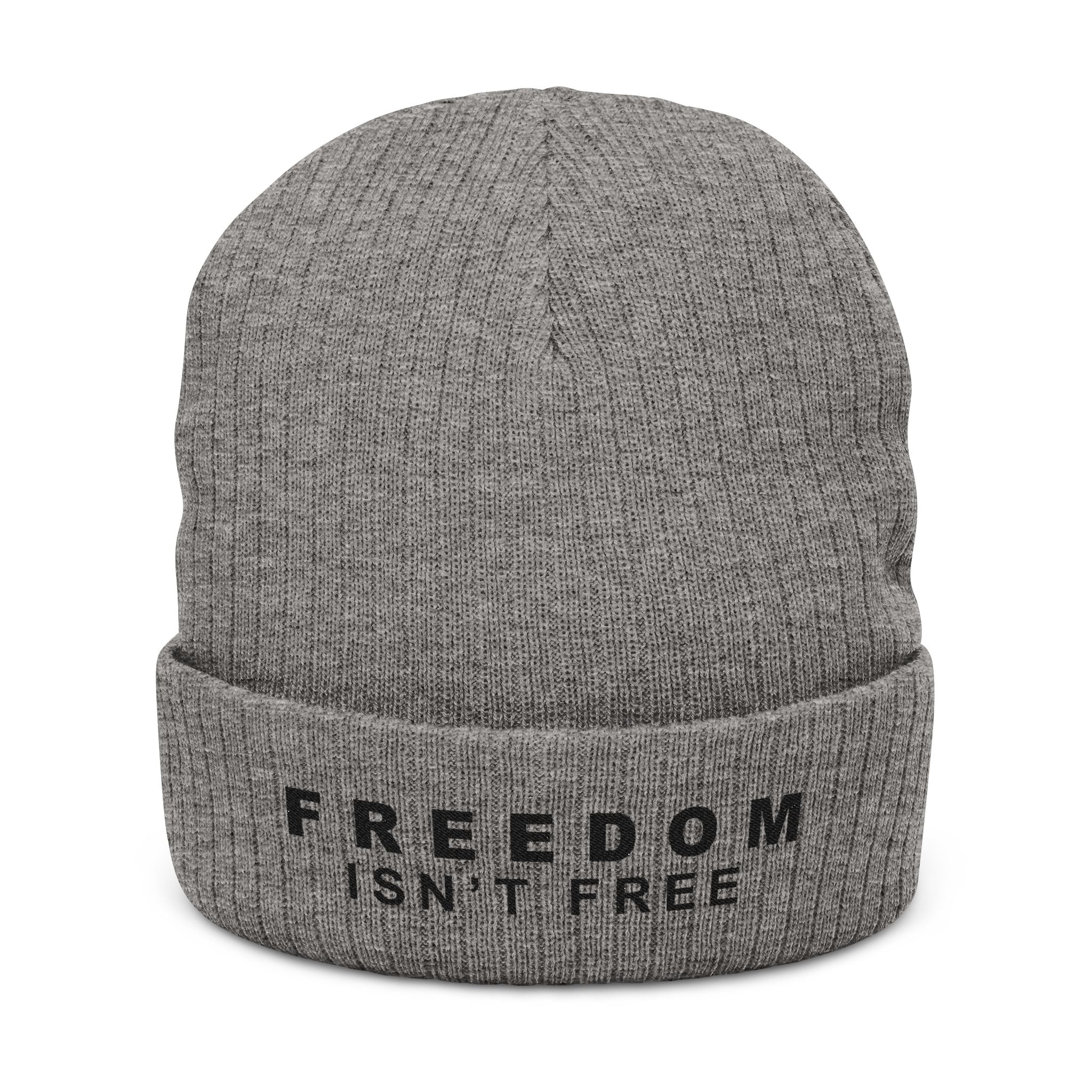 Freedom Isn't Free Unisex Ribbed Knit Beanie: Light colors
