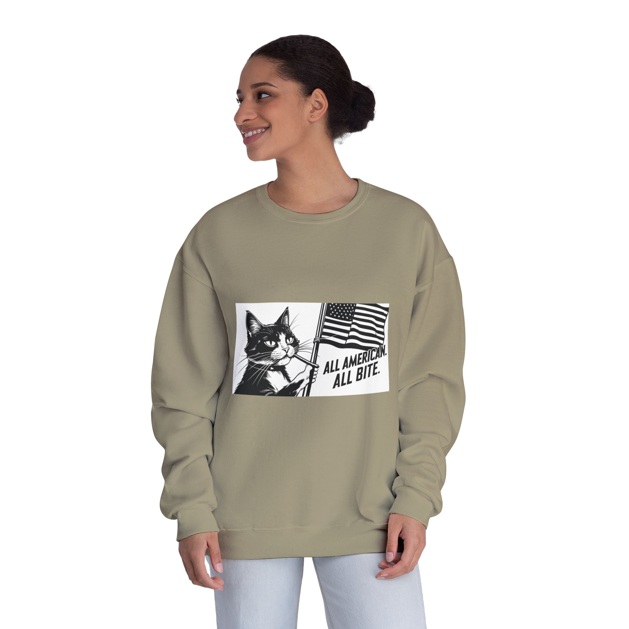 All American Cat Sweatshirt, Unisex Cozy Casual Wear