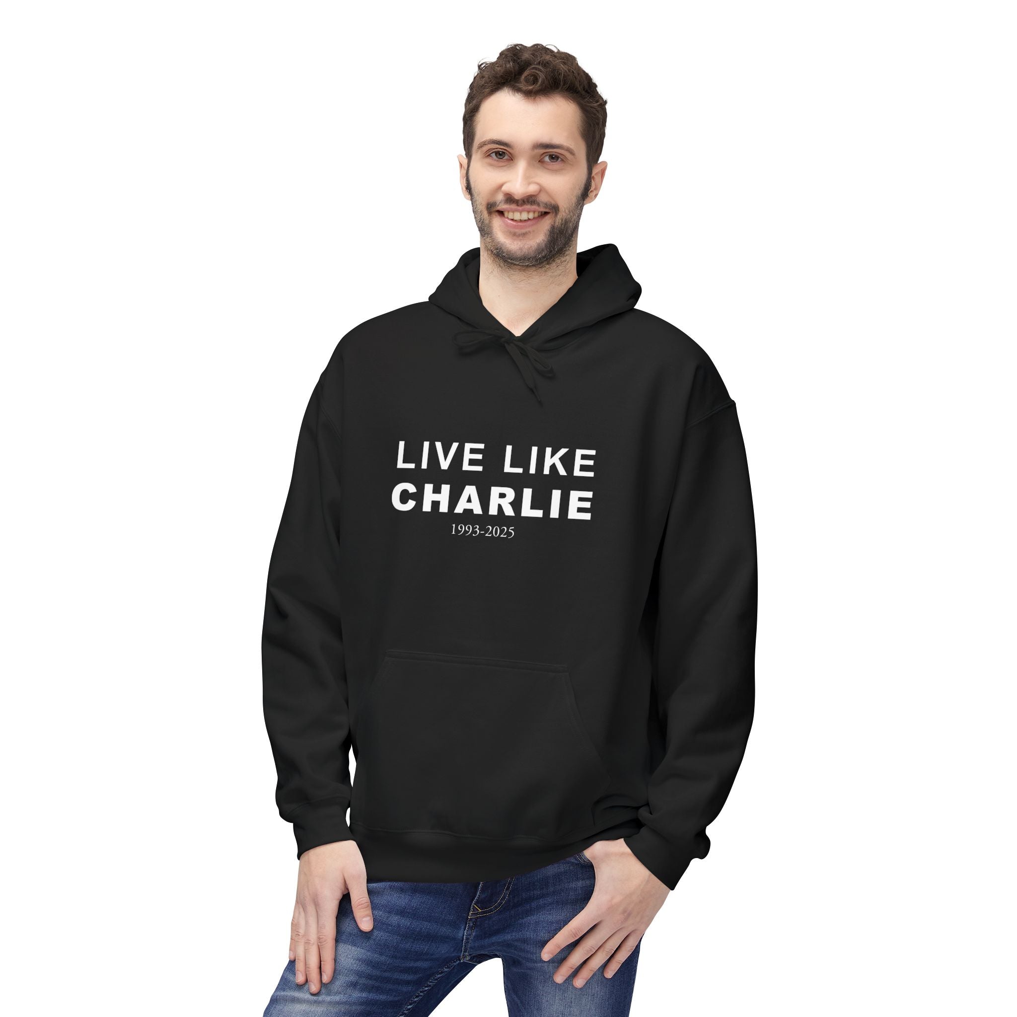Live Like Charlie Fleece Hoodie - Cozy Unisex Pullover.