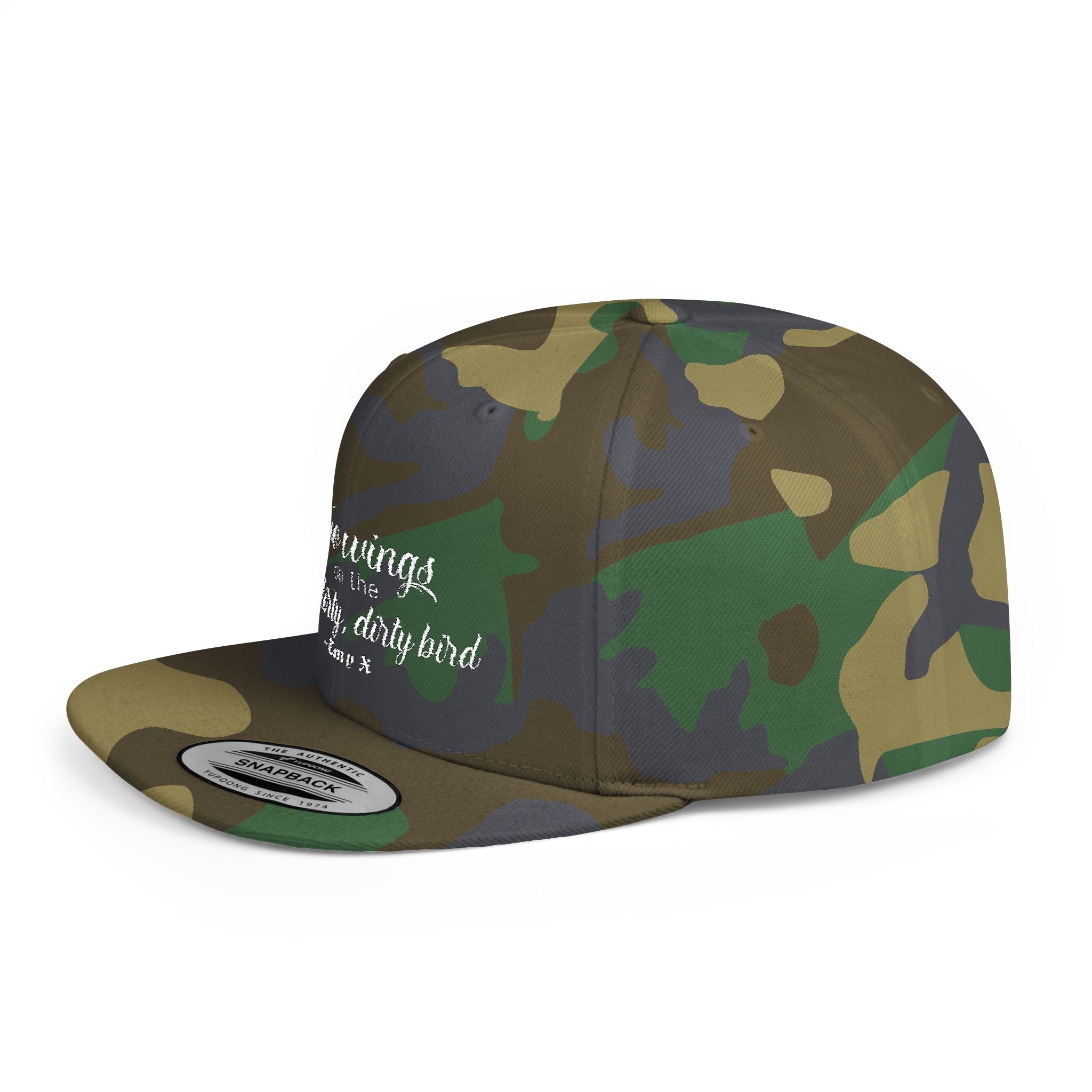 "Two wings on the same dirty, dirty bird" Flat Bill Snapback Hat.