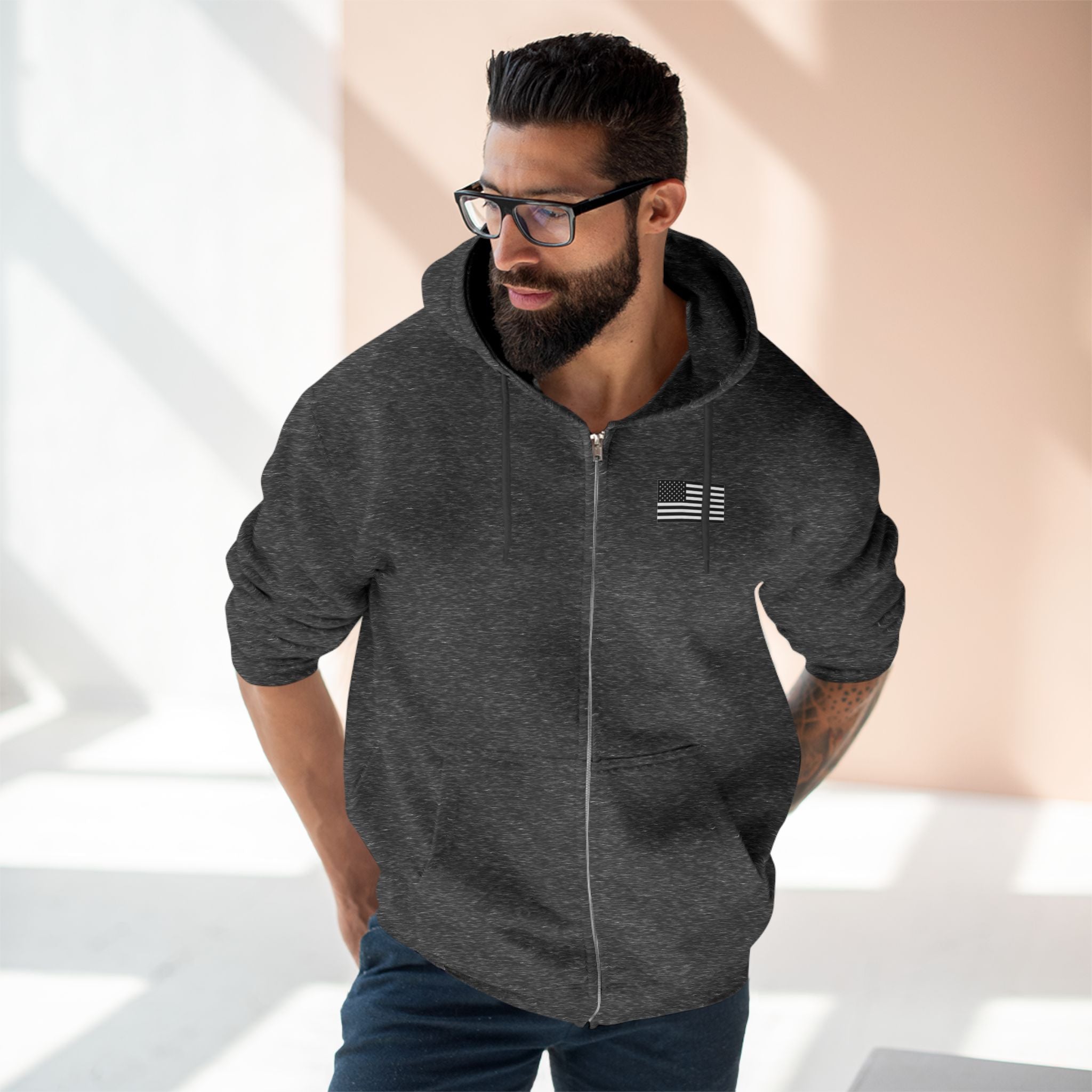 Team Montaga Unisex Zip Hoodie with Team Montaga and Flag Design.