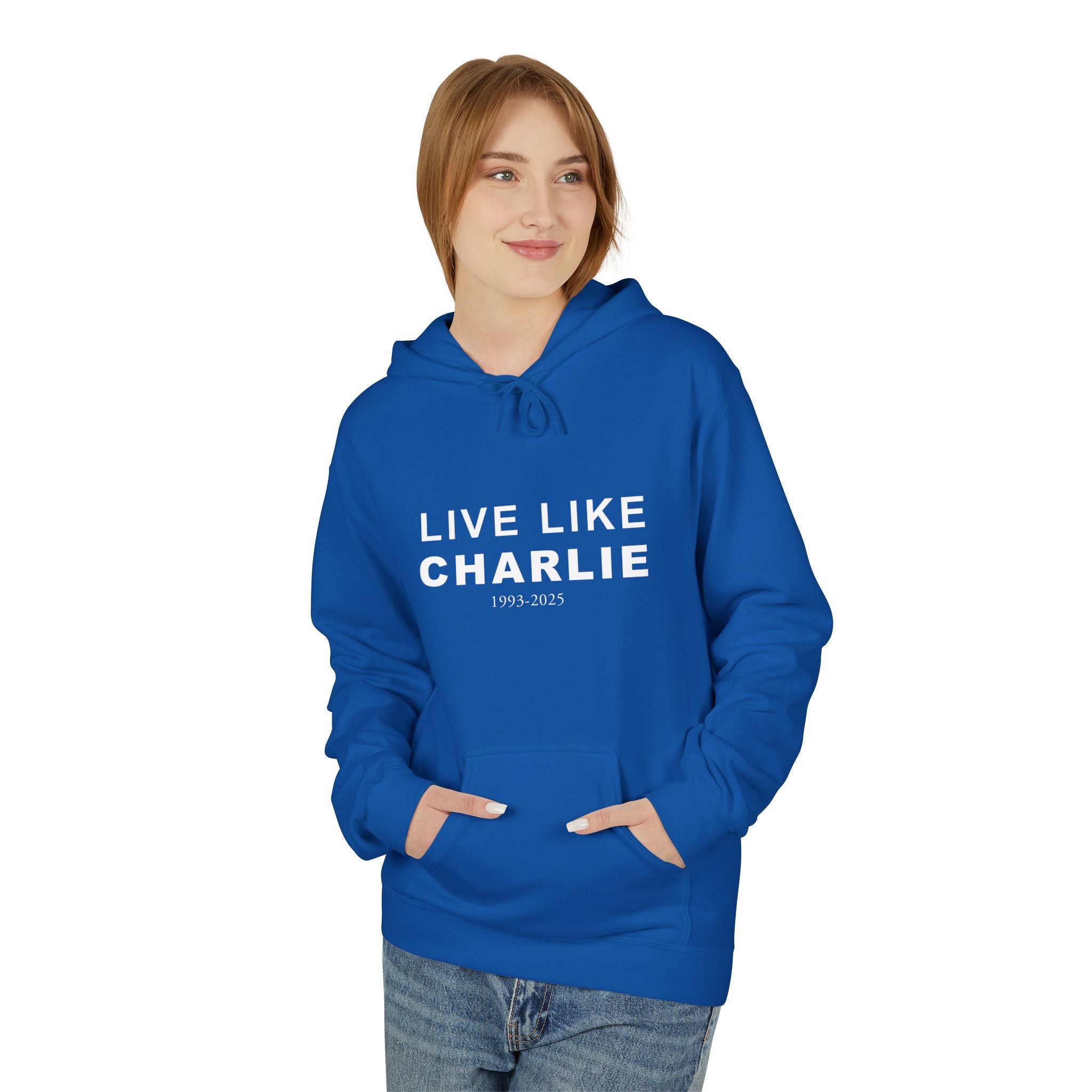 Live Like Charlie Fleece Hoodie - Cozy Unisex Pullover.