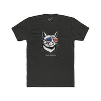 All American Cat "Team Meowica" Tee: Tapered Fit, Unisex Lightweight Combed Cotton Crew Neck.