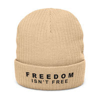 Freedom Isn't Free Unisex Ribbed Knit Beanie: Light colors