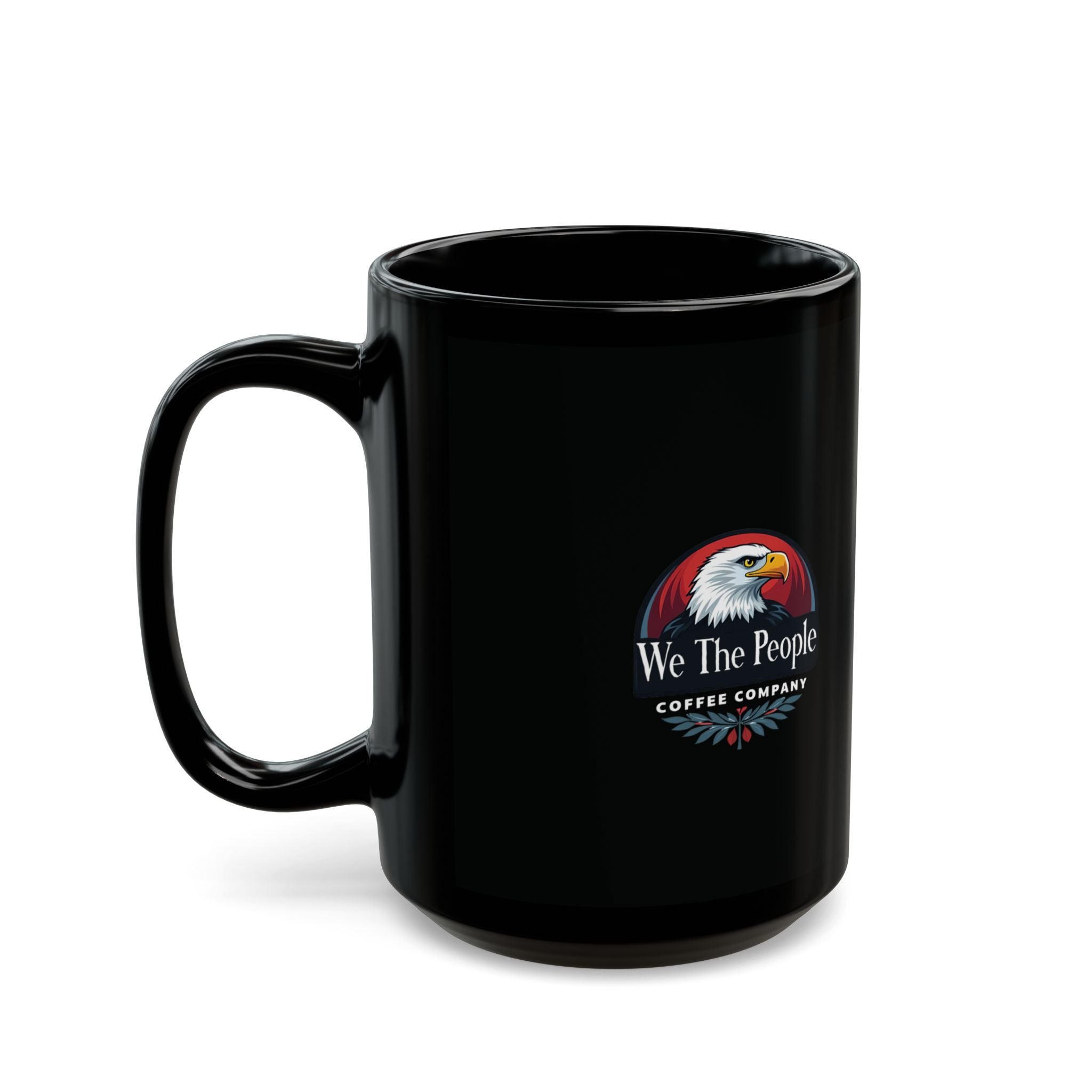 We The People Coffee Co. Ceramic Mug in black: 11oz & 15oz sizes