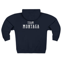 Team Montaga Unisex Zip Hoodie with Team Montaga and Flag Design.