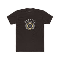 Montaga Podcast Varsity Tee: Tapered Fit, Unisex Lightweight Combed Cotton Crew Neck.
