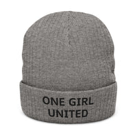 One Girl United Unisex Ribbed Knit Beanie: Light colors