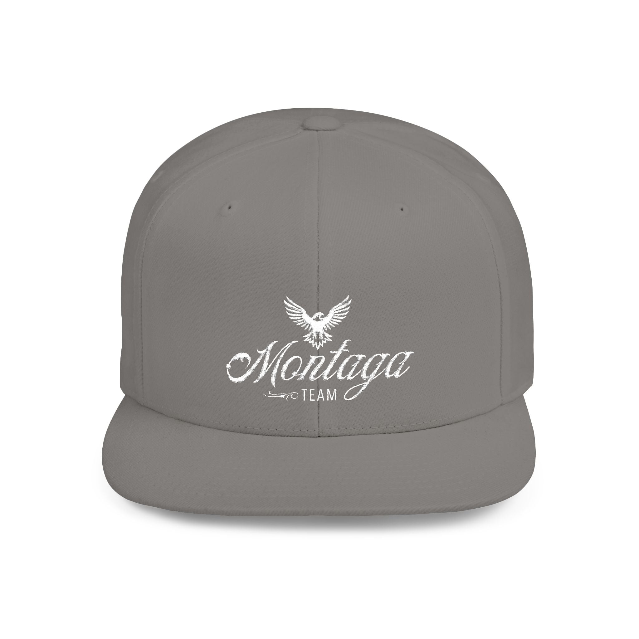 Team Montaga Flat Bill Snapback Hat.
