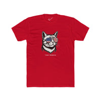 All American Cat "Team Meowica" Tee: Tapered Fit, Unisex Lightweight Combed Cotton Crew Neck.