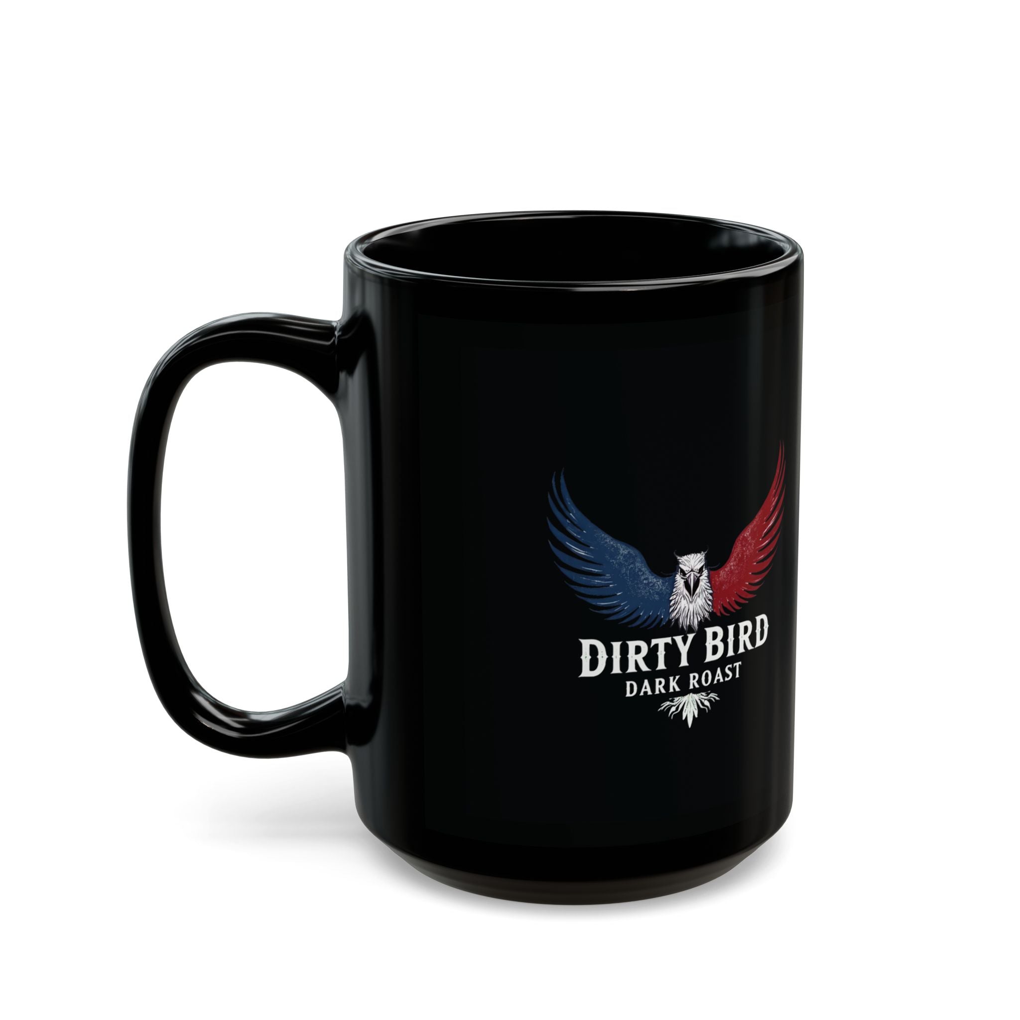 Dirty Bird Dark Roast Ceramic Mug in black: 11oz & 15oz sizes