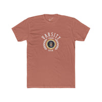 Montaga Podcast Varsity Tee: Tapered Fit, Unisex Lightweight Combed Cotton Crew Neck.