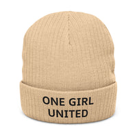 One Girl United Unisex Ribbed Knit Beanie: Light colors