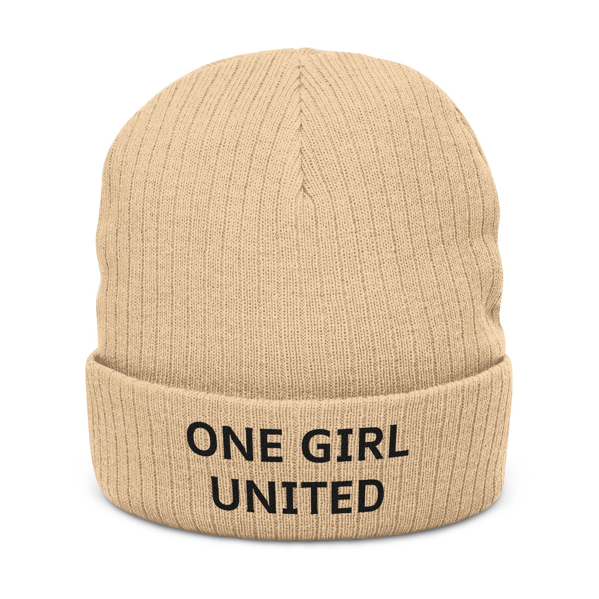 One Girl United Unisex Ribbed Knit Beanie: Light colors