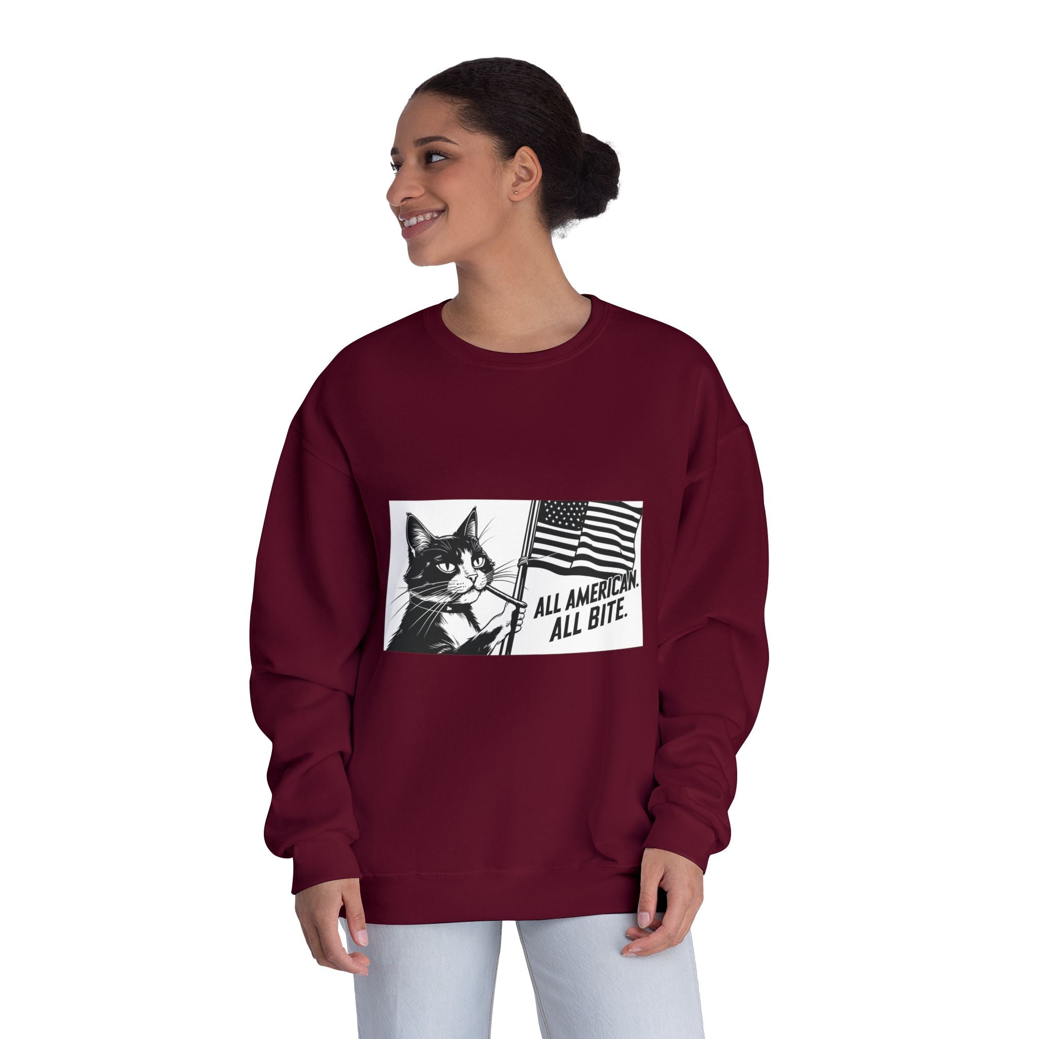 All American Cat Sweatshirt, Unisex Cozy Casual Wear