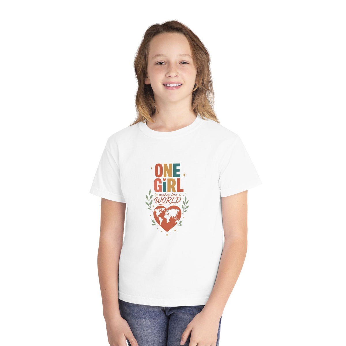"One Girl Makes the World" Short Sleeve Youth Tee