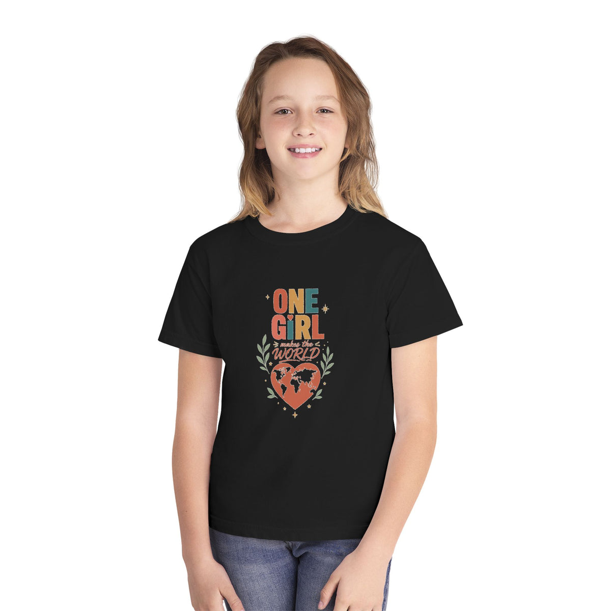 "One Girl Makes the World" Short Sleeve Youth Tee