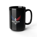 Dirty Bird Dark Roast Ceramic Mug in black: 11oz & 15oz sizes