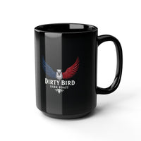 Dirty Bird Dark Roast Ceramic Mug in black: 11oz & 15oz sizes