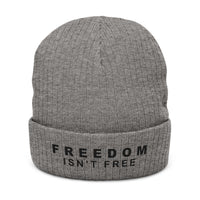 Freedom Isn't Free Unisex Ribbed Knit Beanie: Light colors