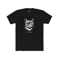 All American Cat "Team Meowica" Tee: Tapered Fit, Unisex Lightweight Combed Cotton Crew Neck.