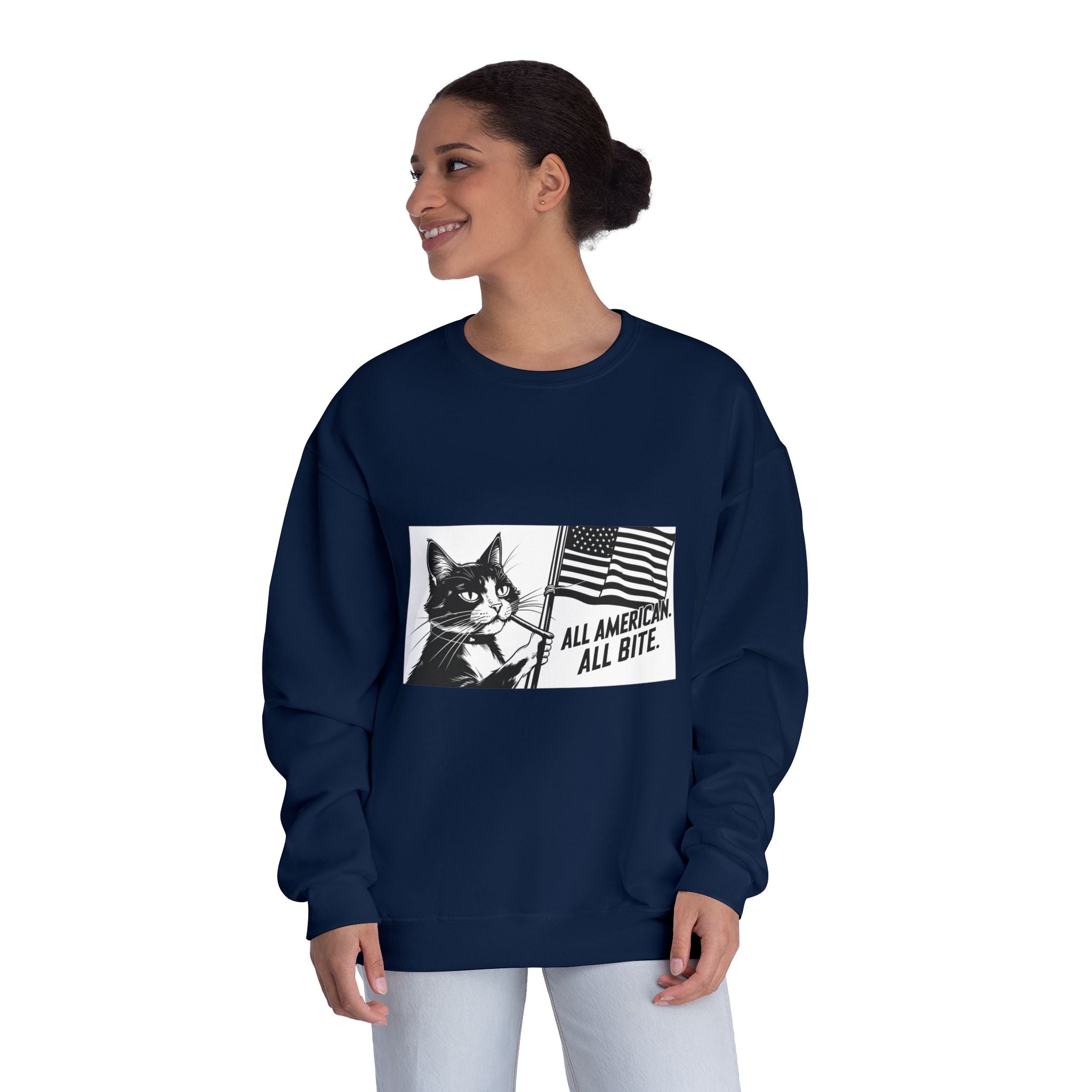 All American Cat Sweatshirt, Unisex Cozy Casual Wear