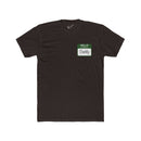 "Hello My Name is Daddy" Tee: Green name tag design. Tapered Fit, Combed Cotton Crew Neck.