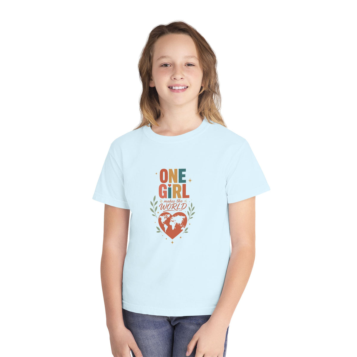 "One Girl Makes the World" Short Sleeve Youth Tee