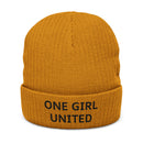 One Girl United Unisex Ribbed Knit Beanie: Light colors