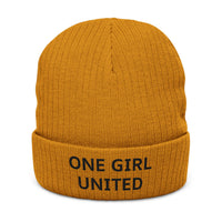 One Girl United Unisex Ribbed Knit Beanie: Light colors