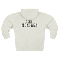 Team Montaga Unisex Zip Hoodie with Team Montaga and Flag Design.