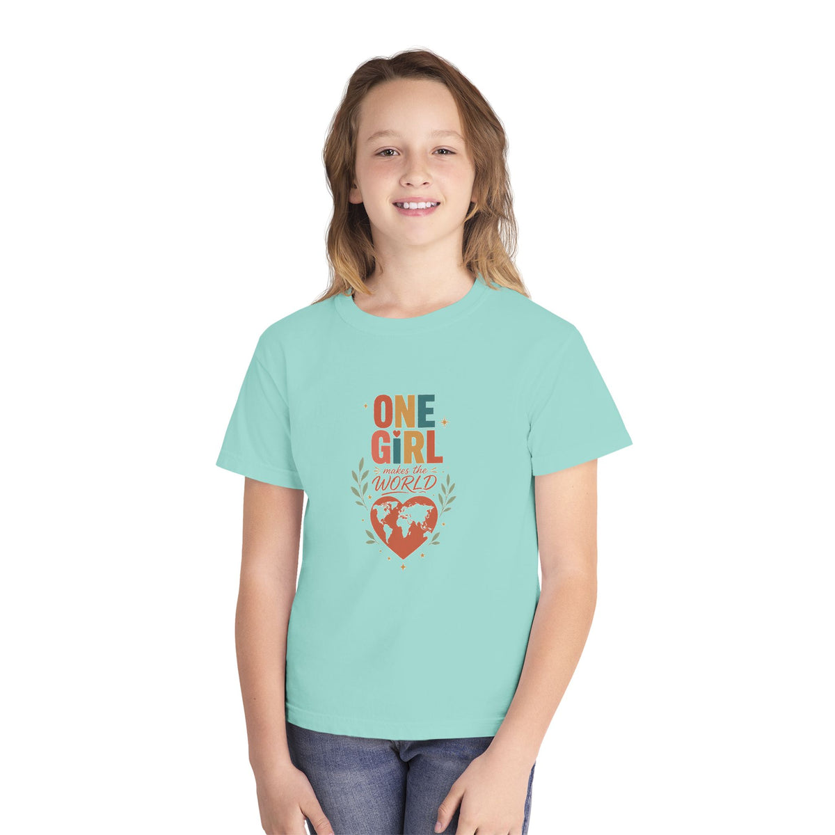 "One Girl Makes the World" Short Sleeve Youth Tee