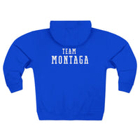 Team Montaga Unisex Zip Hoodie with Team Montaga and Flag Design.