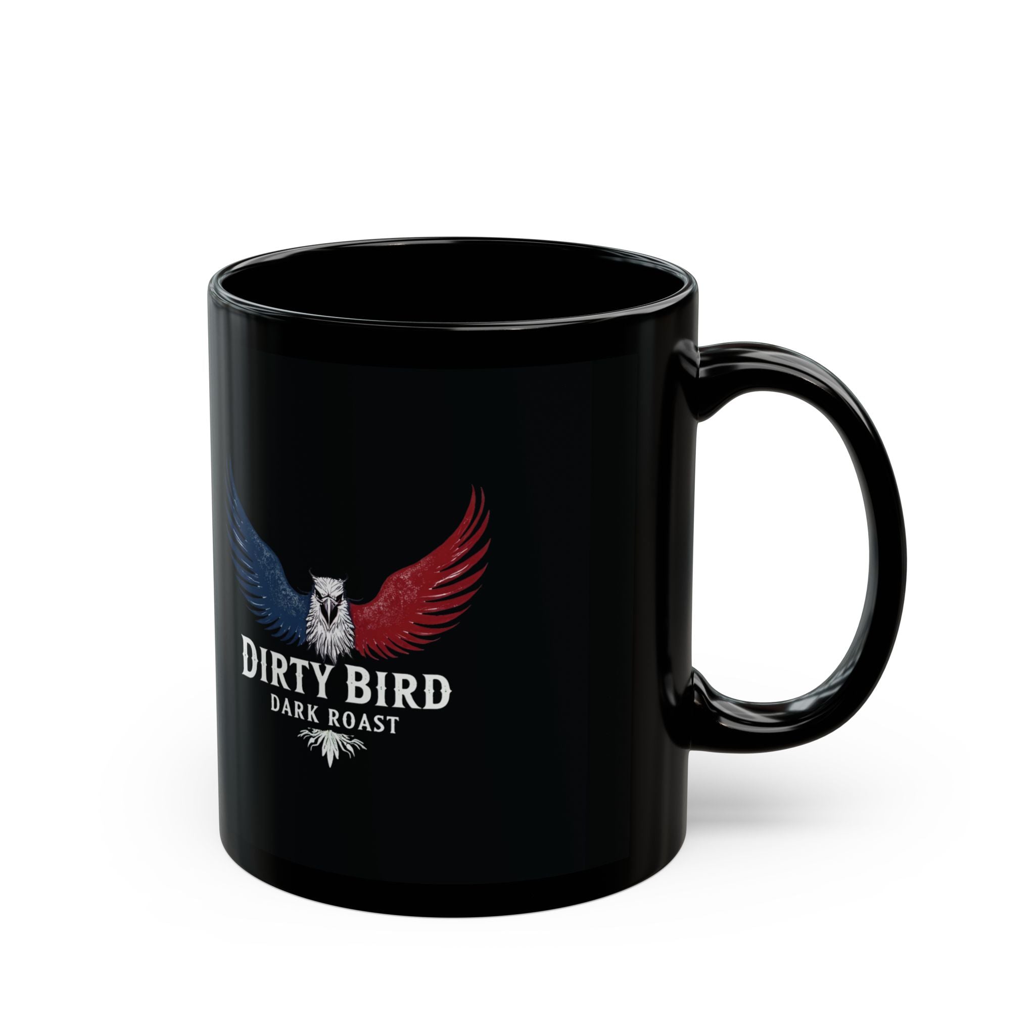 Dirty Bird Dark Roast Ceramic Mug in black: 11oz & 15oz sizes