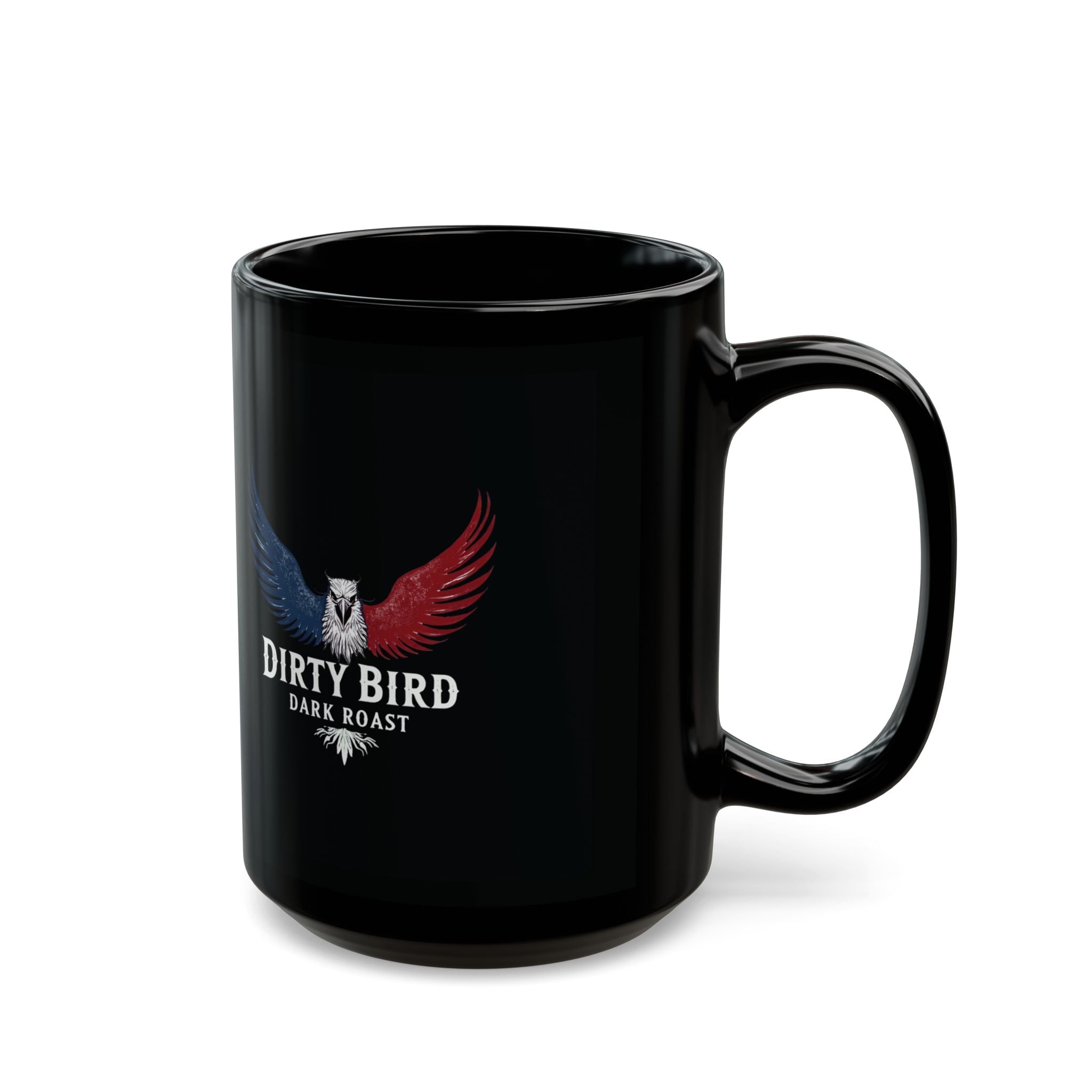 Dirty Bird Dark Roast Ceramic Mug in black: 11oz & 15oz sizes