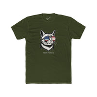 All American Cat "Team Meowica" Tee: Tapered Fit, Unisex Lightweight Combed Cotton Crew Neck.