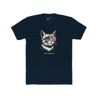 All American Cat "Team Meowica" Tee: Tapered Fit, Unisex Lightweight Combed Cotton Crew Neck.