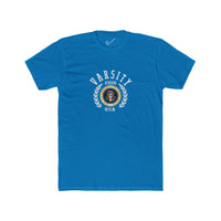 Montaga Podcast Varsity Tee: Tapered Fit, Unisex Lightweight Combed Cotton Crew Neck.