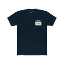 "Hello My Name is Daddy" Tee: Green name tag design. Tapered Fit, Combed Cotton Crew Neck.