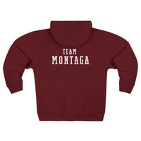 Team Montaga Unisex Zip Hoodie with Team Montaga and Flag Design.