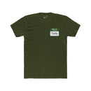 "Hello My Name is Daddy" Tee: Green name tag design. Tapered Fit, Combed Cotton Crew Neck.