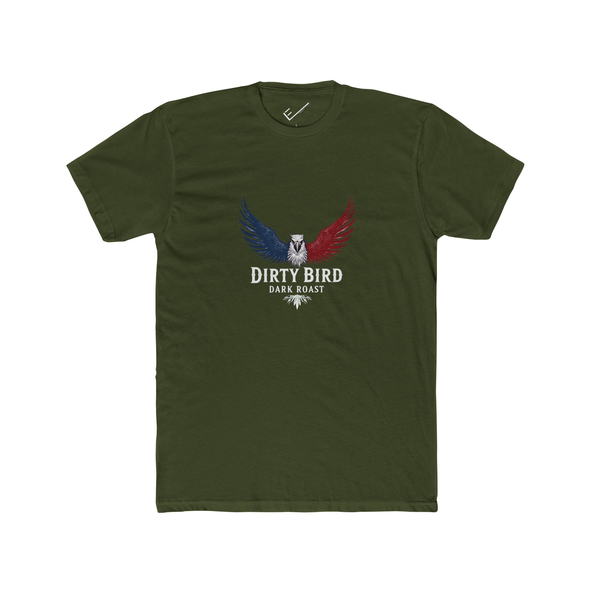 Dirty Bird Dark Roast Tee: Tapered Fit, Unisex Lightweight Combed Cotton Crew Neck.