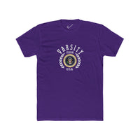 Montaga Podcast Varsity Tee: Tapered Fit, Unisex Lightweight Combed Cotton Crew Neck.