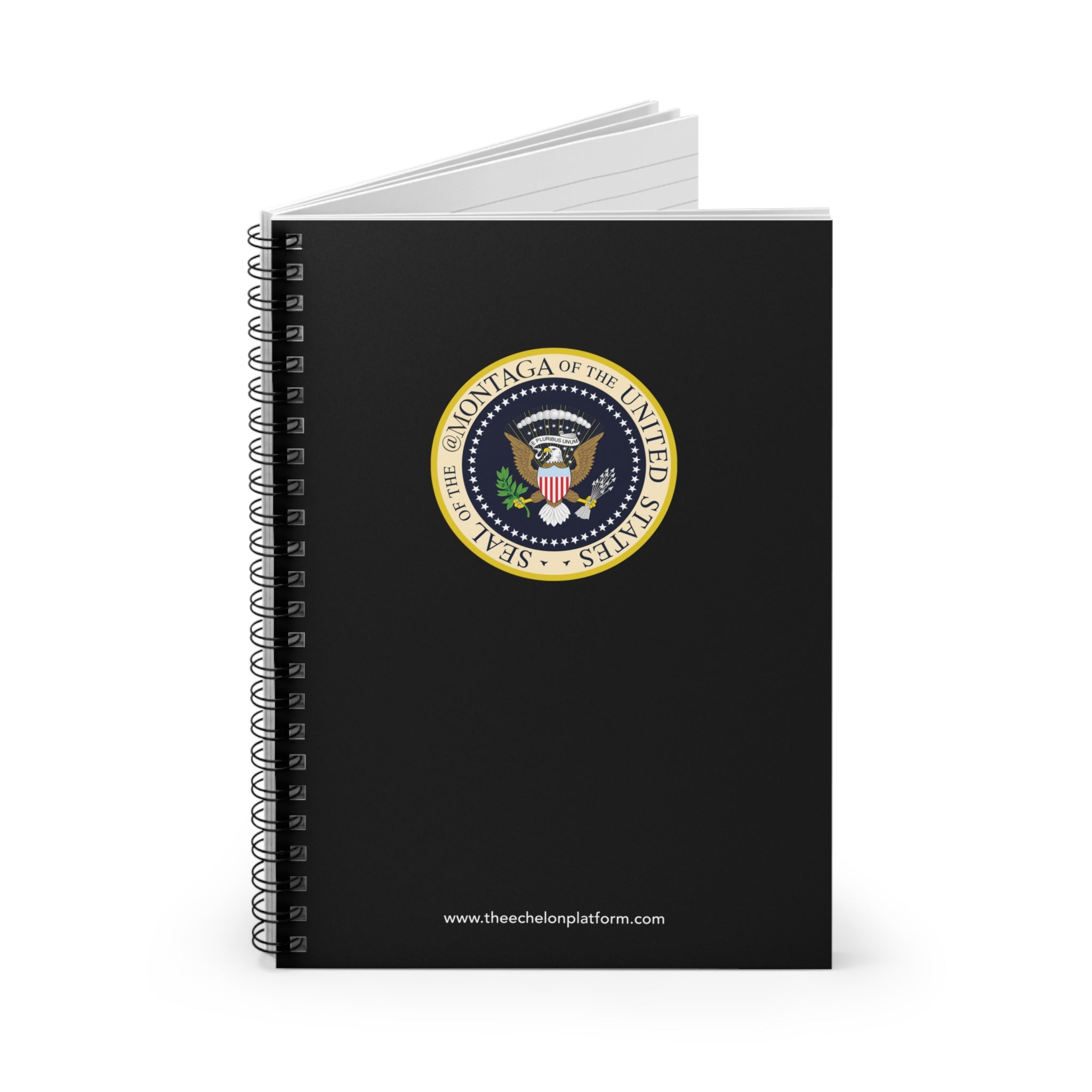 Montaga Spiral Notebook, Ruled Line, Custom Journal / Notebook, Black Cover