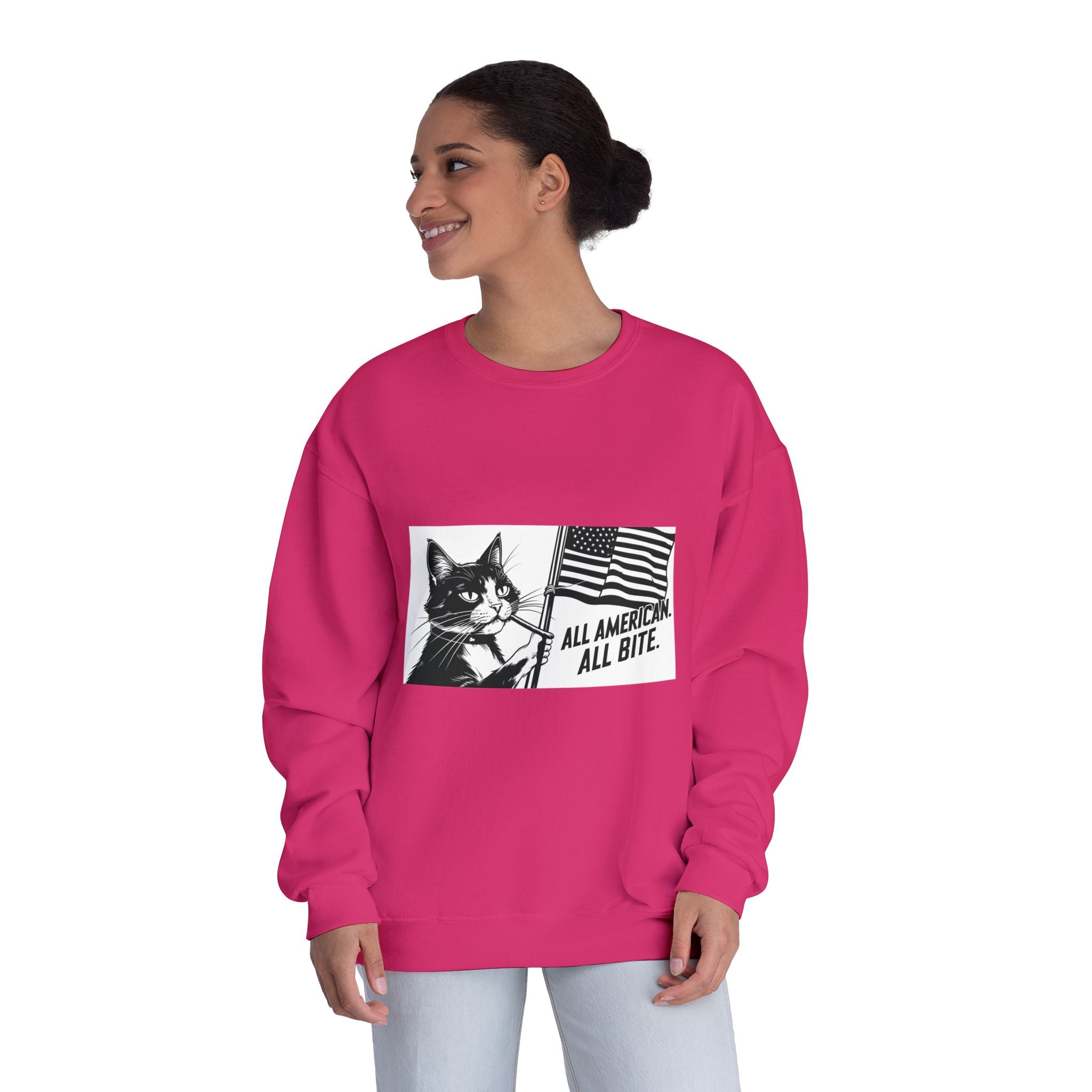 All American Cat Sweatshirt, Unisex Cozy Casual Wear